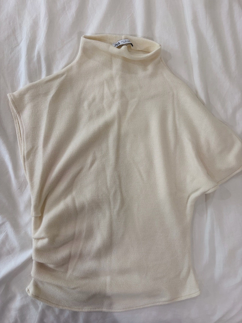 Zara Off-the-Shoulder Cream Knit Sweater